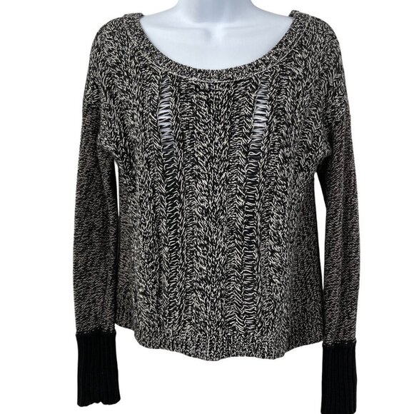 American Eagle Chunky Knit Distressed Wool Blend Marled Long Sleeve Sweater Top - Picture 1 of 6